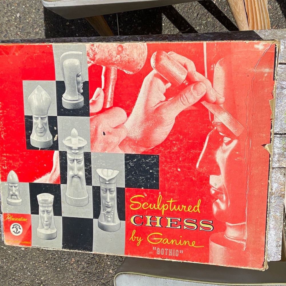 Vintage Peter Ganine 1475 Gothic Chess set 1961 Star Trek Medieval Dark Academia